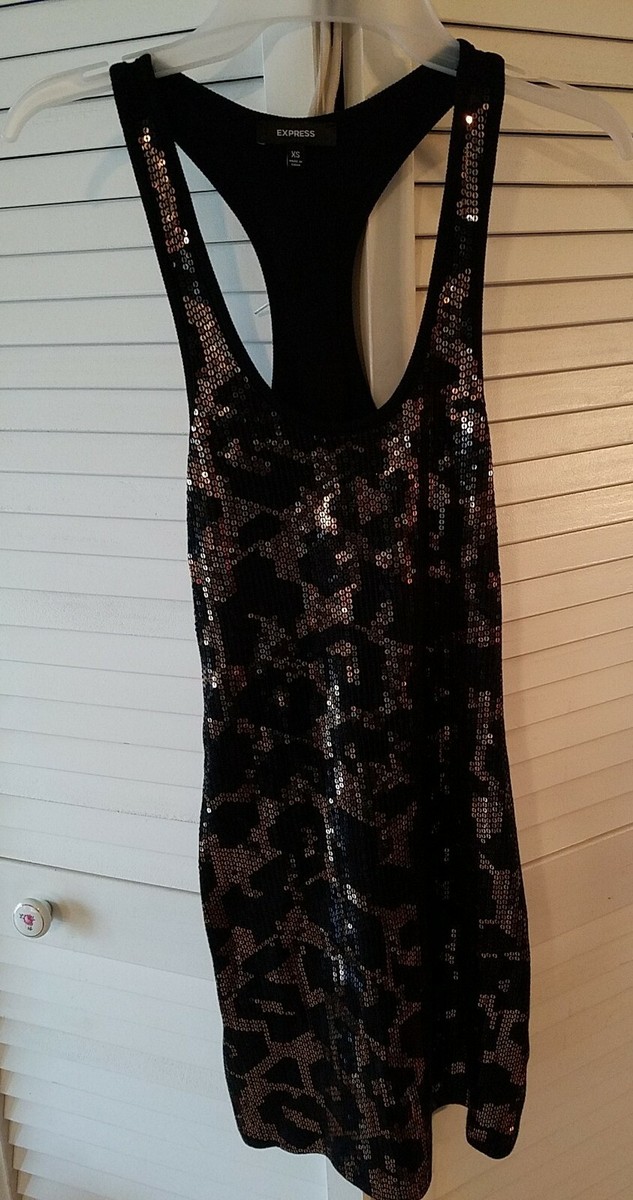 Express Gorgeous Gold Black Sequin Mini Dress XS Fits Like A Glove NEW |  eBay