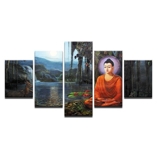 Buddha Meditation Scenery Canvas Prints Painting Wall Art Home Decor 5PCS - Picture 4 of 6