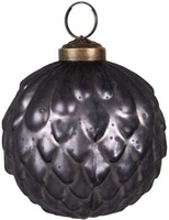 Clayre & Eef 6GL4698 Christbaumkugel Grau Ø 8X8 Cm Glas Bohemien Design