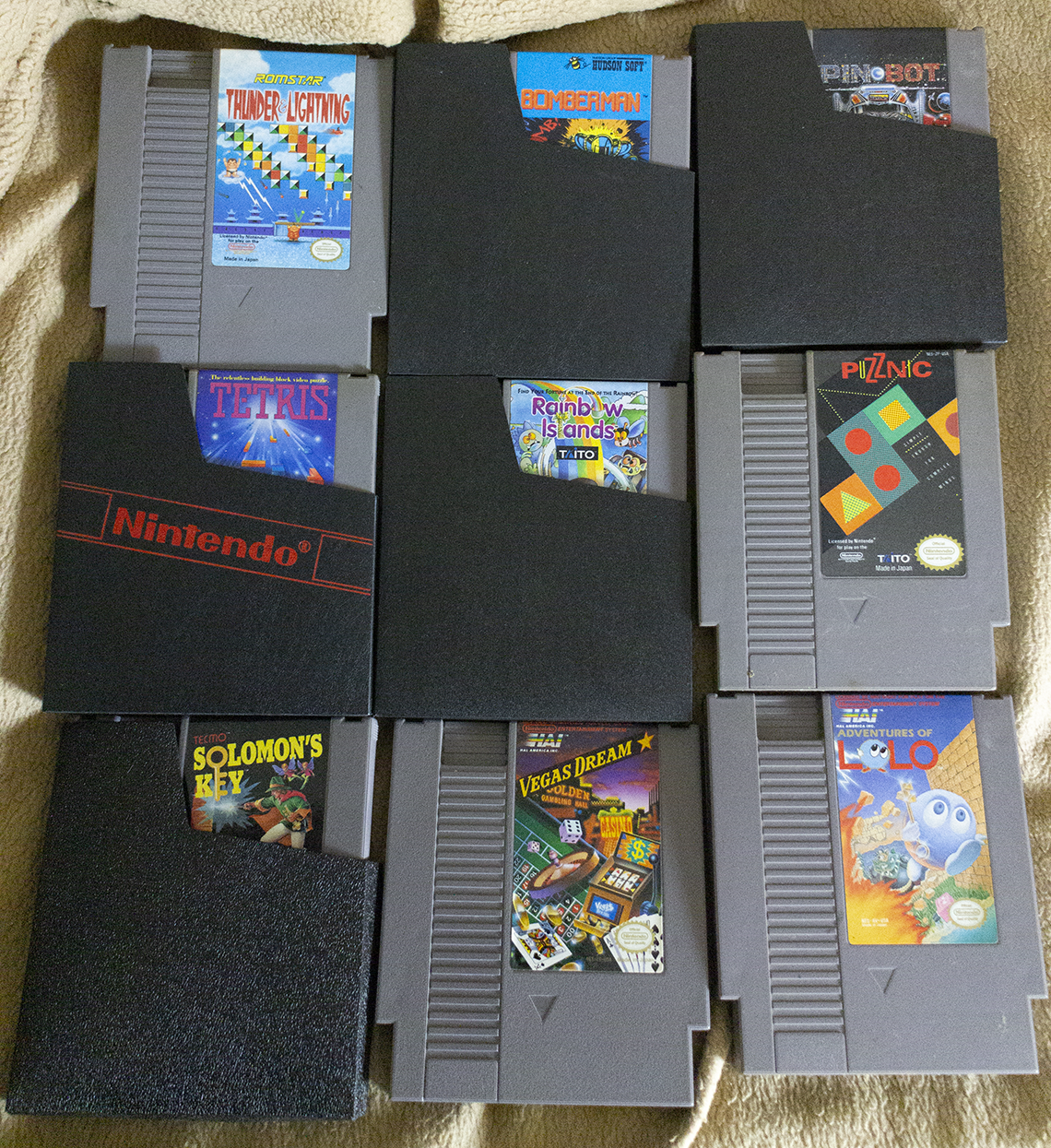 9 NES Games - Puzzle Bundle Pack - Tetris, Rainbow Islands, Bomberman (Nintendo)