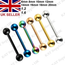 Tongue Bar Bars Ear New Eyebrow Nipple Tragus Surgical Steel Barbell Piercing