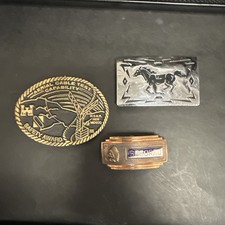 3 Belt Buckles Chambers Belt Co.made in USA, Dyna Provo Utah, College seal