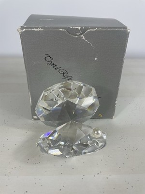 Clear Crystal Glass Oyster with Pearl by Crystal Reflections With Original Box