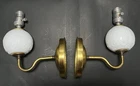 VTG Wall Sconces, Set Of 2, Metal W/ Milk Glass Decorative Orbs. Needs Rewiring