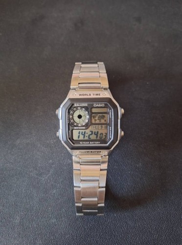 Casio AE-1200WHD-1A Digital Watch Stainless Steel Band 100M World Time 10-Yr - Picture 3 of 14