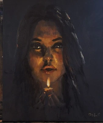 Original Ölgemälde Oil Painting Portrait Editorial Glamour Model Licht Realism - Bild 1 von 2