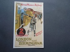 GWR CARD:  LONDON & BIRMINGHAM 2 HOURS SHORTEST ROUTE - PRINTED - UNPOSTED
