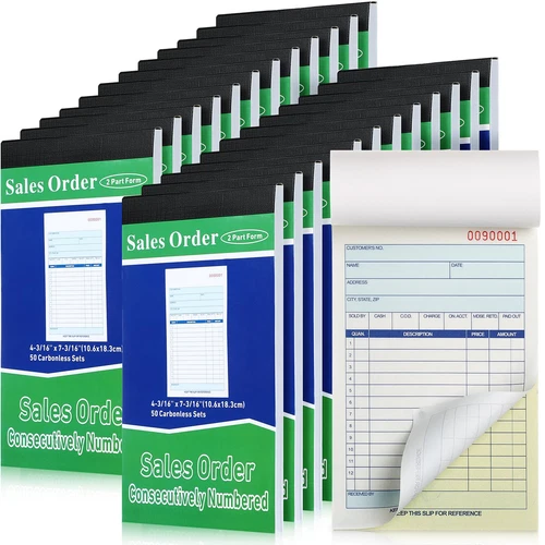 Sales Order Books 2 Part Carbonless (White/Canary Yellow) Receipt with Carbon... - Picture 1 of 6