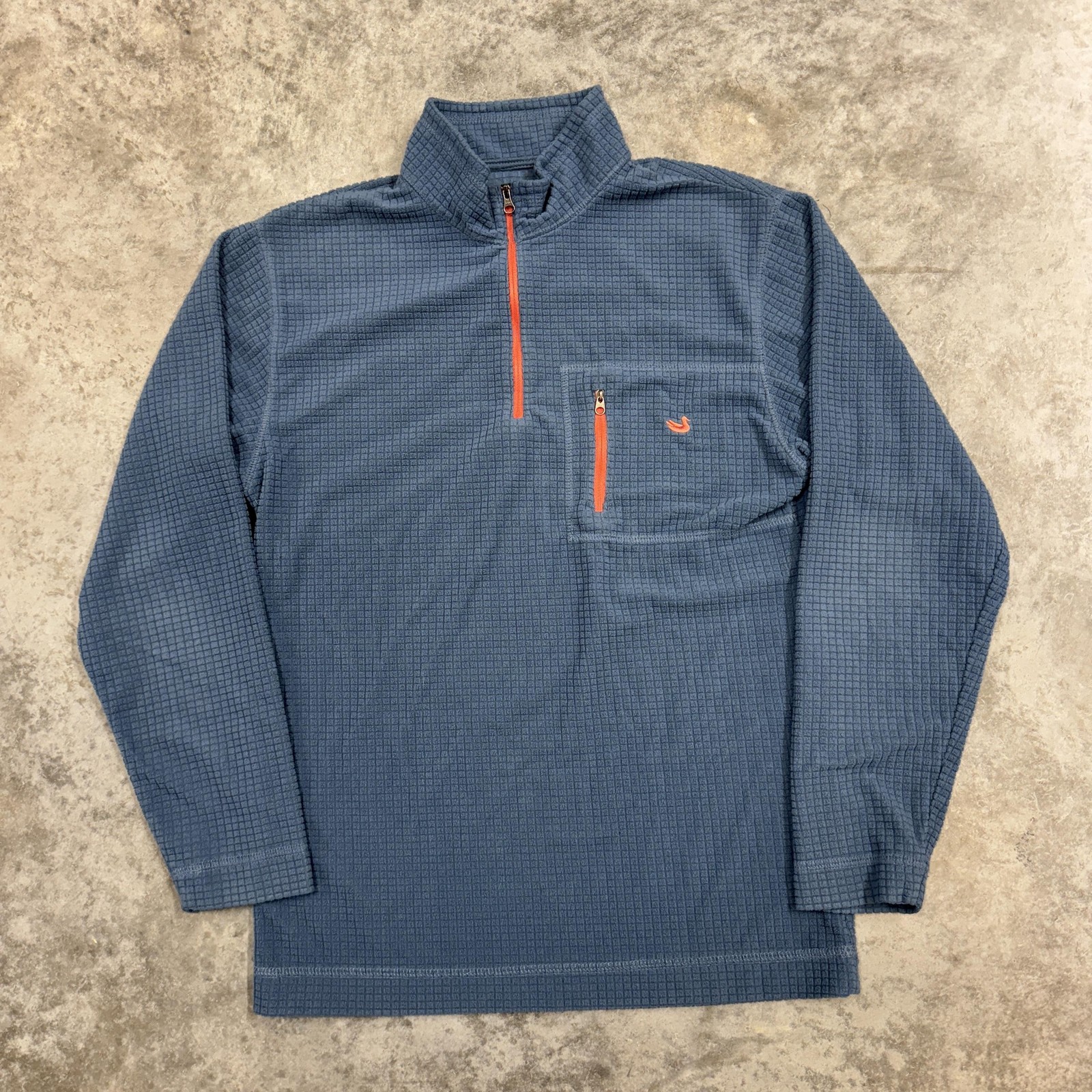 Southern Marsh Pullover Mens XS Blue Fieldtec Quarter Zip Waffle Fleece Top