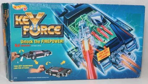 HOT WHEELS KEY FORCE HEADLOCK BLACK VEHICLE COMPLETE IN BOX VINTAGE MATTEL 1992