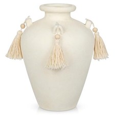 9.4" Large White Ceramic Vase for Centerpieces - Rustic Farmhouse  Cream White
