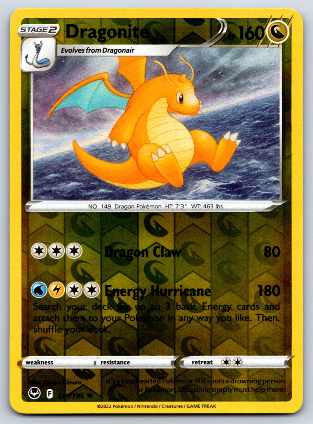 Dragonite - Reverse Holo - SWSH12: Silver Tempest 131/195 Pokemon Card NM
