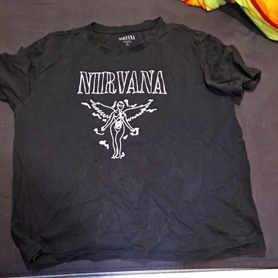 Nirvana T-Shirt schwarz/weiß mit Frontprint, Kurzarm, Größe XL