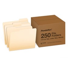 File Folders, 250-Pack, Letter Size, Manila, 1/3-Cut Tabs, Premium Paper Fold...
