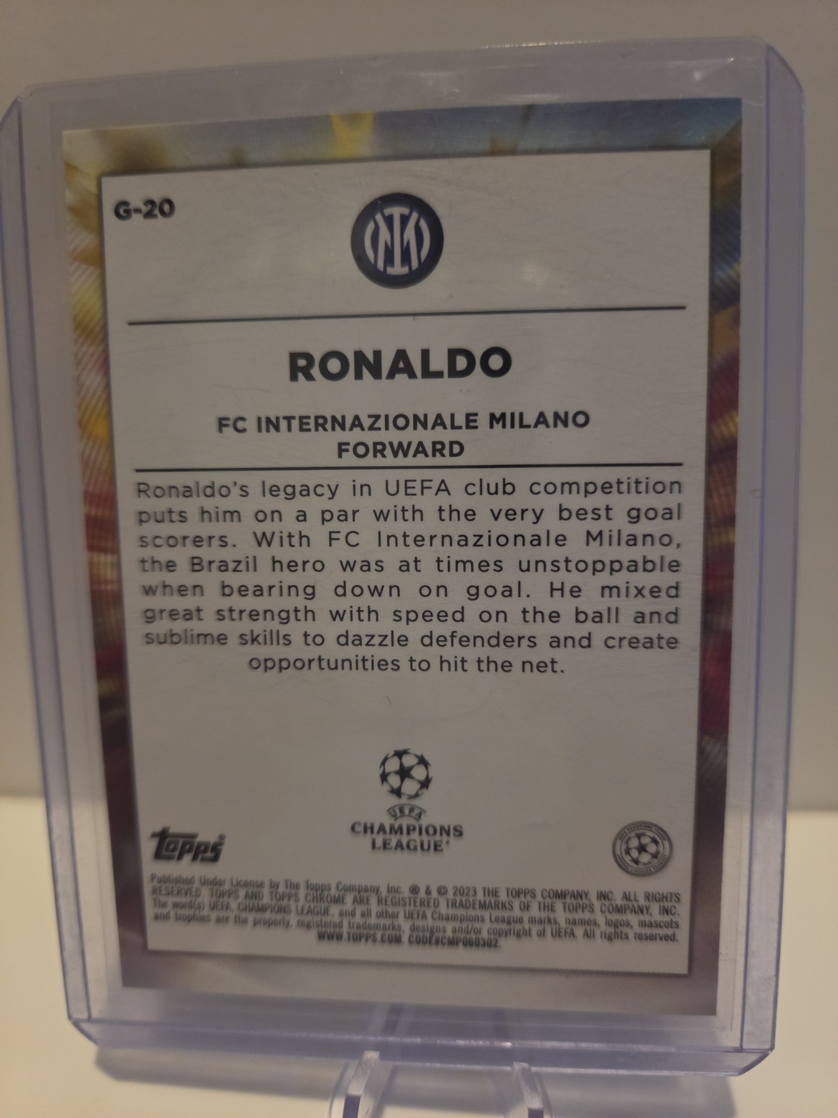 Topps Chrome 2022-23 UEFA Club Competitions Golazo Ronaldo #G-20 Inter Milan view 2