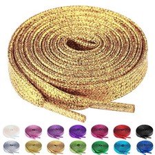 Olukssck 2 Pairs Flat Glitter Shiny Metallic Shoe Laces, Colorful Sequin Shoe...