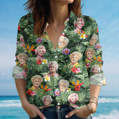 Retro Golden Girls Floral Blouse Vintage Sitcom Women Shirt