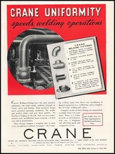 1936 Crane Co. Chicago Illinois Foto Fábrica Accesorios de soldadura Anuncio impreso de colección
