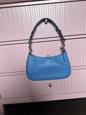COACH CJ590 Teri Shoulder Bag in Signature Canvas  Leather Khak/Racer Blue