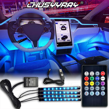 Led For Car Interior Ambient Foot Strip Light Kit Backlight Remote Music Control