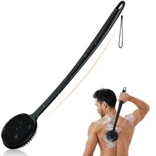 Silicone Back Scrubber for Shower, 17in Lengthen Long Handle Body Brush, Double