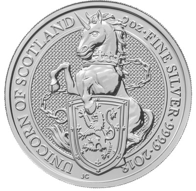 2 oz Silber - Queen's Beasts Serie N° 4 - 2018 Unicorn of Scotland