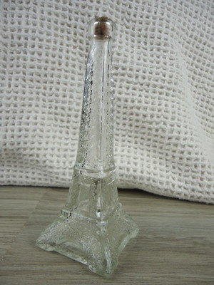 Eiffel Tower Clear Glass Bottle with Cork Stopper 6'' Paris France French Country