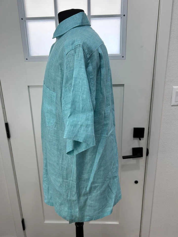 Camisa St Croix Para Hombres 100% Lino L Azul Teal Nueva Sin Etiquetas - Valor $219  Foto 2 de 4