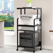 Arbuxzuy 4 Tier Stand Storage Shelf Mobile Printer Table Home Office Adjustable