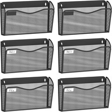Wall File Organizer, 6 Single Pockets Mesh Hanging File Organizer, Mount
