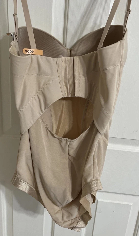 Maidenform Bodysuit Womens 40DD Beige Strapless Underwired Shapewear 1256 - Image 3 of 4