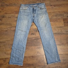 Levi  s 501 Jeans Men  s 38x34 Blue Denim Button Fly Straight Leg Faded Workwear