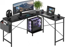 L Shaped Desk, 50 Inch Riversible Computer Desk Gaming Table with CPU Stand
