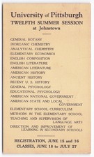 1934 University of Pittsburgh Johnstown Summer Session Course Postcard