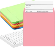 100 Pieces Library Card Pocket with Envelopes Self Adhesive Book Library Checkou