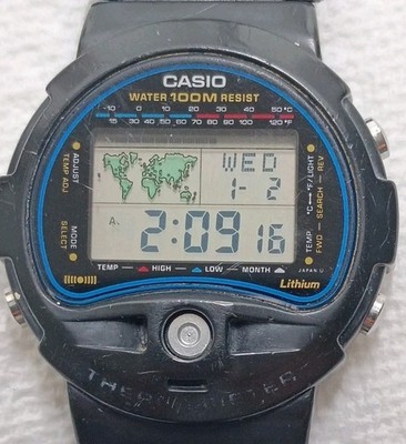 1st Edition Casio Ts-100 815 World Time Thermometer Quartz Digital