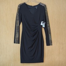 Guess Black Cocktail Event Party Avant Garde Glam Studded Ruched Sheath Dress 8