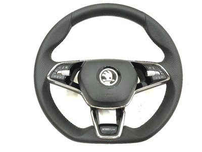 NEU orig MF Sportlederlenkrad SET+ABG RS FLAT for SKODA 5E3419093AM VKJ schwarz - Bild 1 von 4