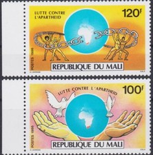 Mali 1986 Apartheid,Racism,Human Rights,Doves,Birds,Hands,Chain,Globe MNH