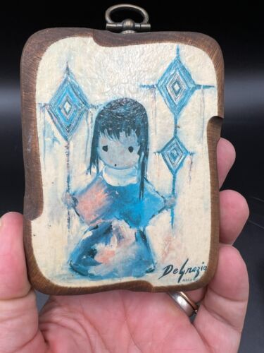 Vintage Ted De Grazia Laminated Print on Wood Decapage Plaque Heavenly Blessings - Picture 3 of 4