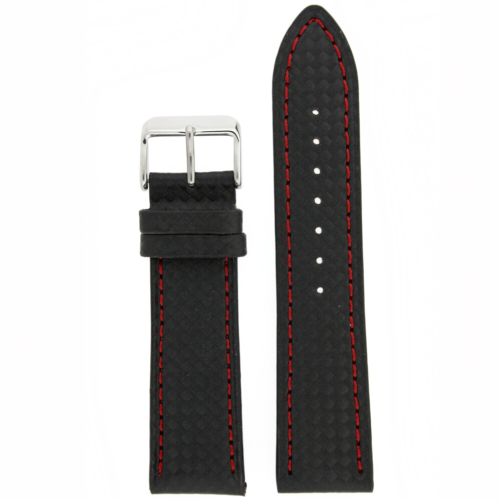 Watch Band for Seiko SNQ097 SNQ099 Red Blue stitch Black Carbon Fiber pattern 