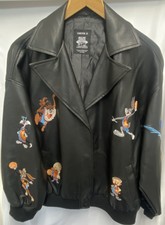 Forever 21 Women's Space Jam Graphic Moto Jacket In Black Medium