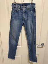 Levi’s Women’s Jeans Twig High Slim Size 26 Blue Fray Bottoms Button Up