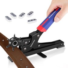 WORKPRO Desktop Leather Hole Punch Set, Rotary Belt Hole Puncher 6 Punch Sizes