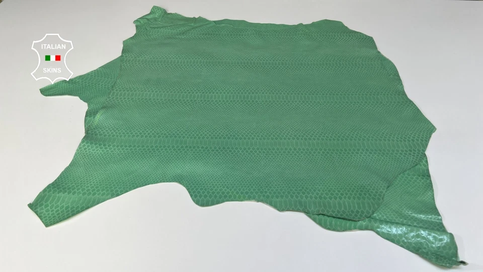 MINT GREEN SNAKE SHINY PRINT on Soft Lambskin leather 2 skins 10+sqf 0.6mm B5073 - Image 2 of 4