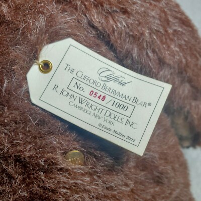 R. John Wright The Clifford Berryman Bear w/Box and COA. Limited