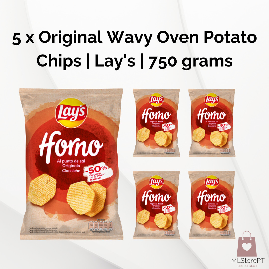 5 papas fritas al horno onduladas originales Lay's 750 g | bajas en grasa, sabor a sal marina