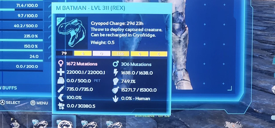 ark ascended pve 22khp 749melee Batman Color Rex Breeding Pair - Image 4 of 4