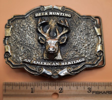 1977 Wyoming Studios USA Deer Hunting American Heritage Belt Buckle