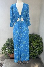 Free People Dress Boho Maxi Blue Floral Summer Sz XS New